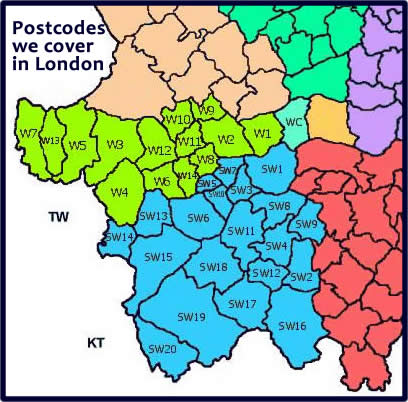 Southwest London Plumber map of areas covered